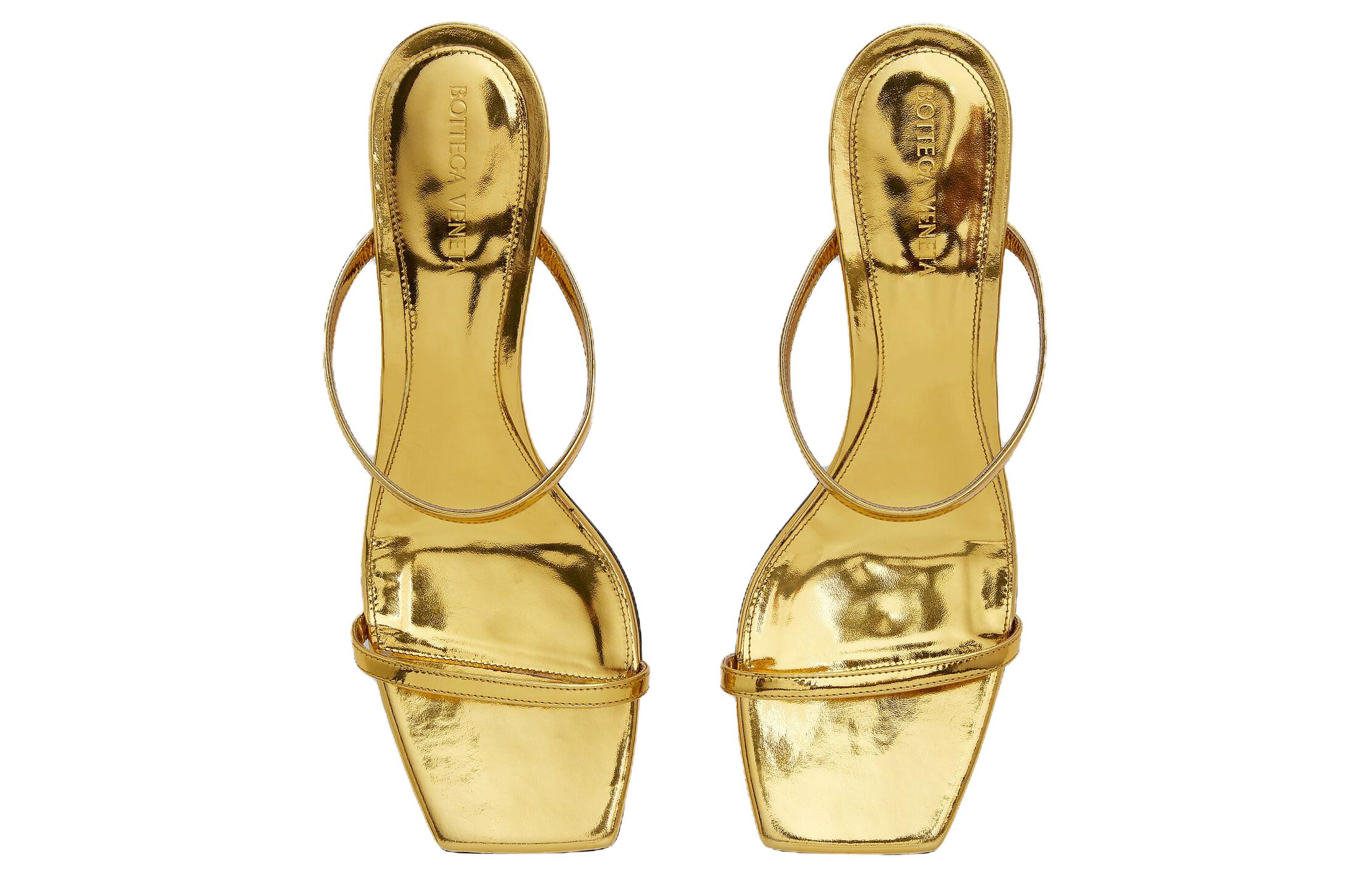 (W) Bottega Veneta Leather Square Toe Slide 'Gold' 圖 5