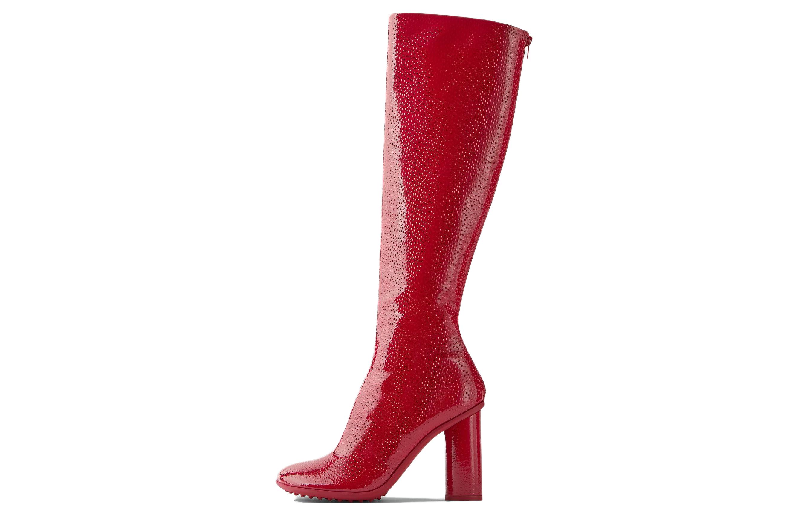 (W) Bottega Veneta Leather Zippered Boots 'Strawberry'