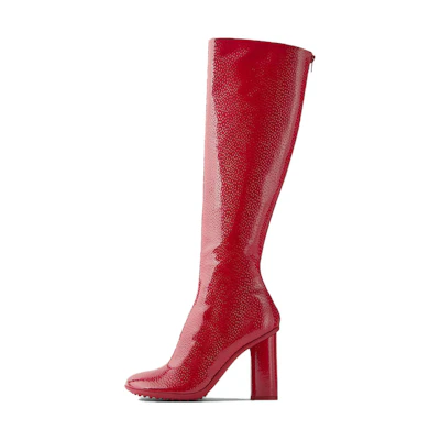 (W) Bottega Veneta Leather Zippered Boots 'Strawberry'