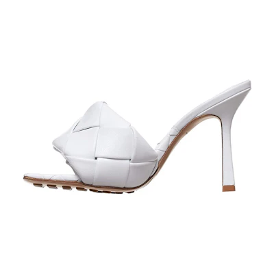 (W) Bottega Veneta Lido 'White Leather Heels'