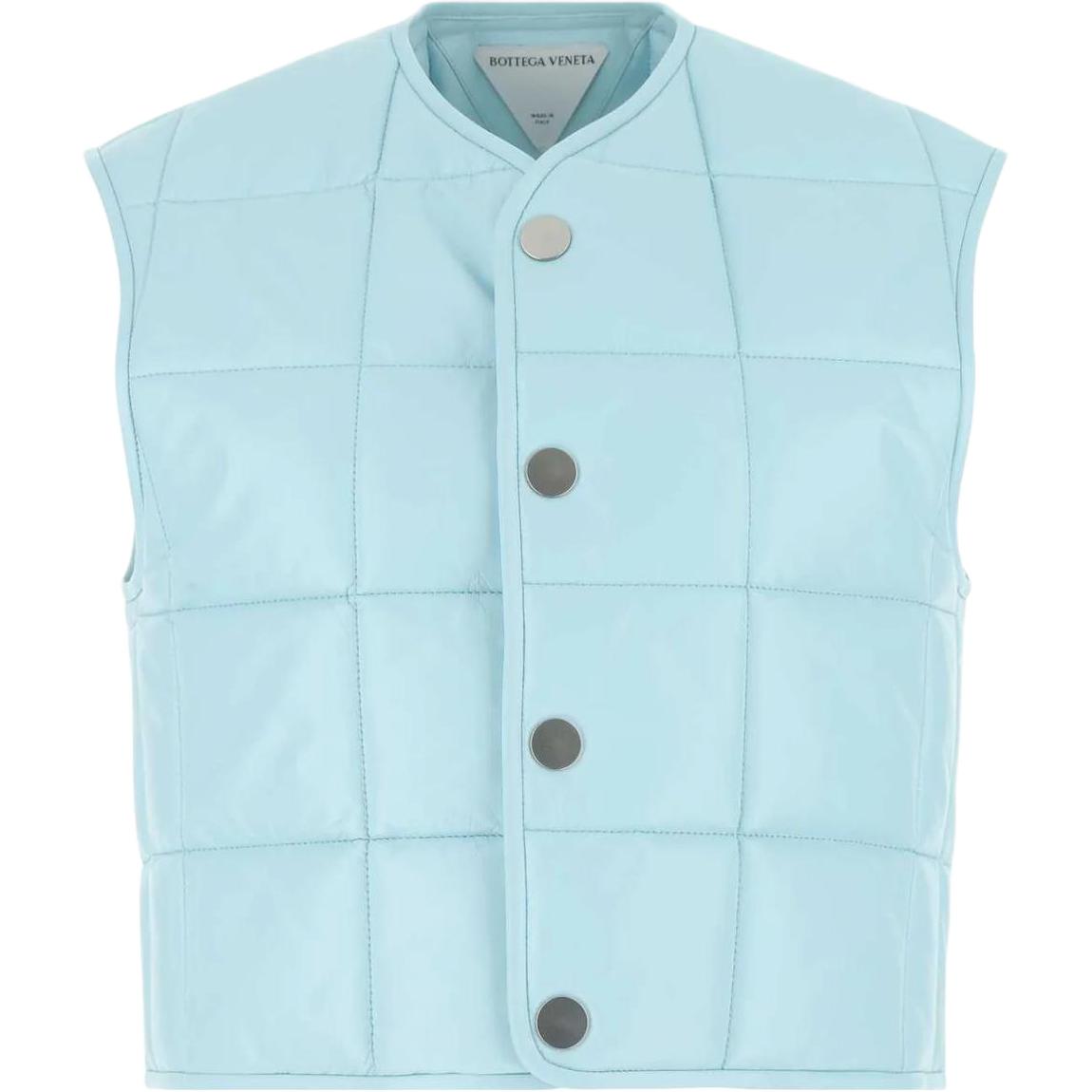 (Women) Bottega Veneta Light Blue Solid Slim V-Neck Sleeveless Vest 686421VKLC08955