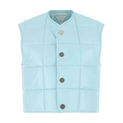 (Women) Bottega Veneta Light Blue Solid Slim V-Neck Sleeveless Vest 686421VKLC08955