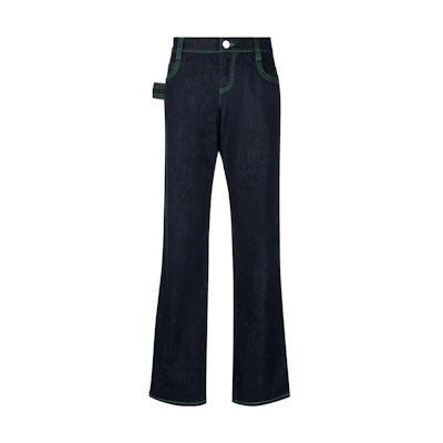 (Women) Bottega Veneta Loose-fit Jeans in Dark Blue with Contrast Stitching. 689961V1N104245