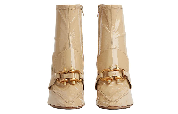 (W) Bottega Veneta Madame Boots 'Beige Patent Leather with Gold Buckle' 圖 2