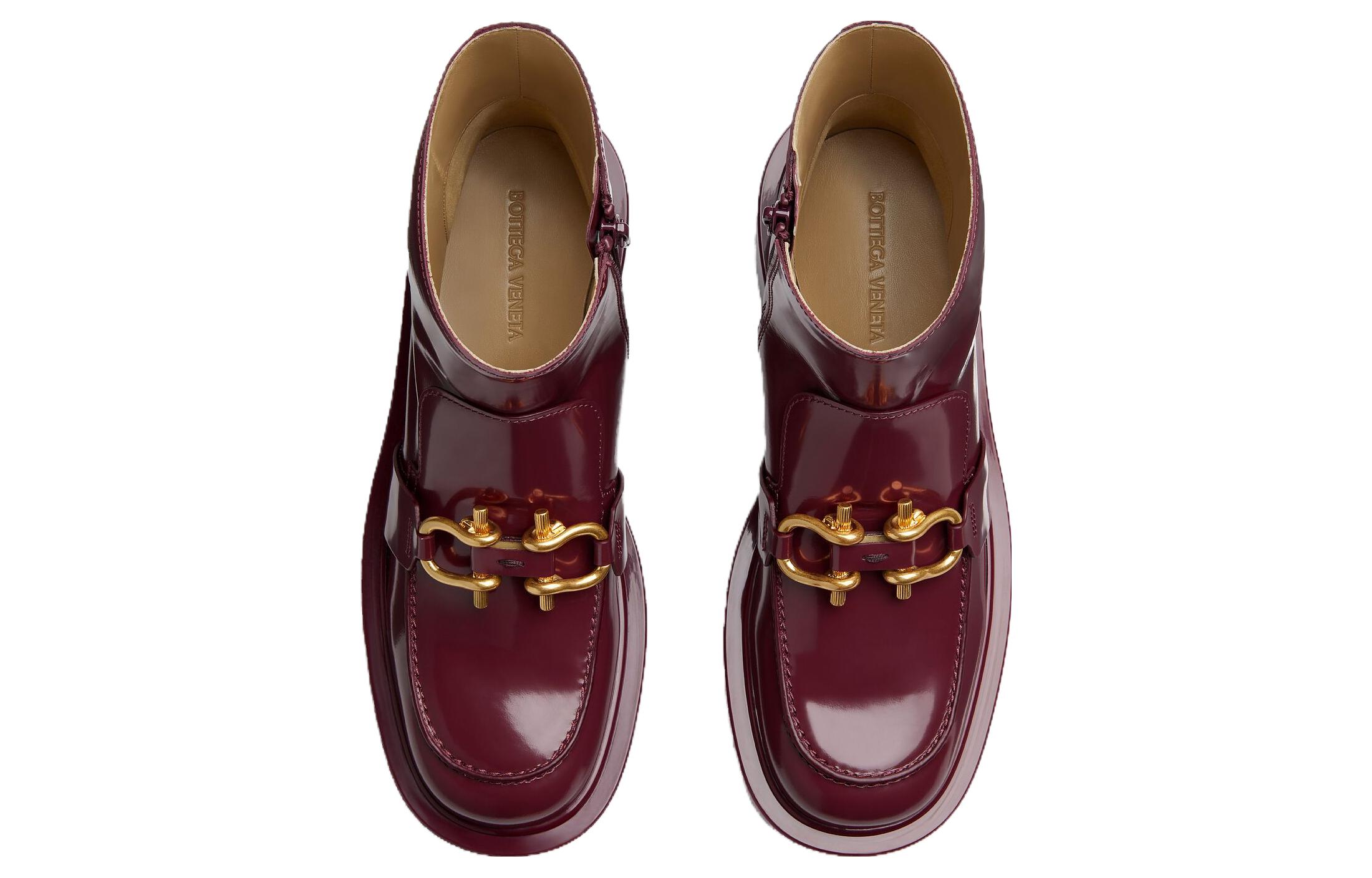 Lookbook (W) ボッテガ・ヴェネタ  バーガンディ ジップブーツ 763861V28R02240