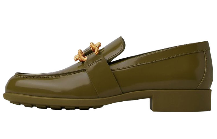 Buy (W) Bottega Veneta Monsieur Loafer 'Kulit Hijau dengan Butiran Gesper' 708902V28R03684