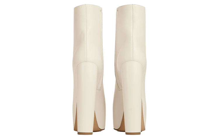 (W) Bottega Veneta Mostra Leather Square Toe Chunky Heel Ankle Boot 'White' 圖 4