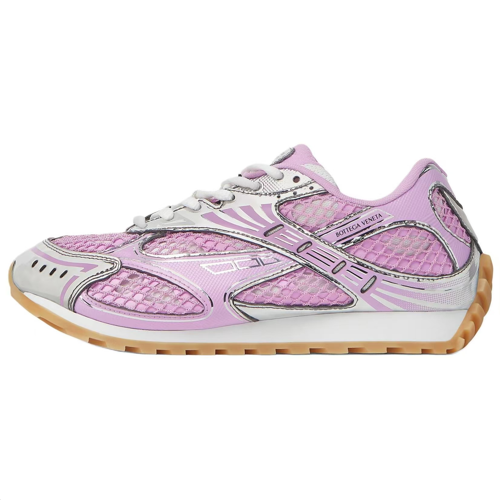 (Women) Bottega Veneta Orbit Low-Top Sneakers Shiny Pink Casual Running Shoes 755915V2X406151