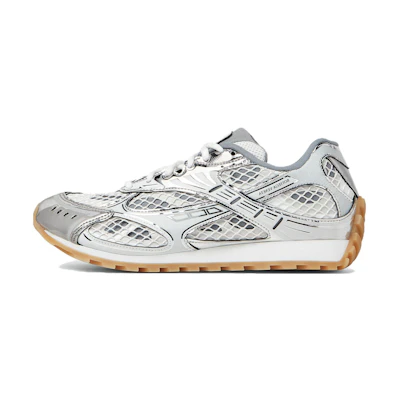 (W) Bottega Veneta Orbit Silver White