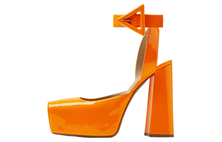 (W) Bottega Veneta Patent Leather High Heel 'Orange'