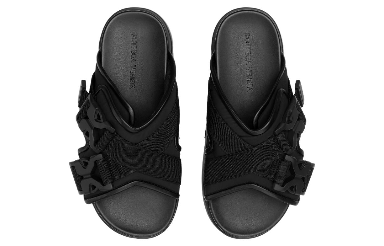 Order Bottega Veneta 葆蝶家 涤纶 圓頭 一字拖鞋 女款 黑色