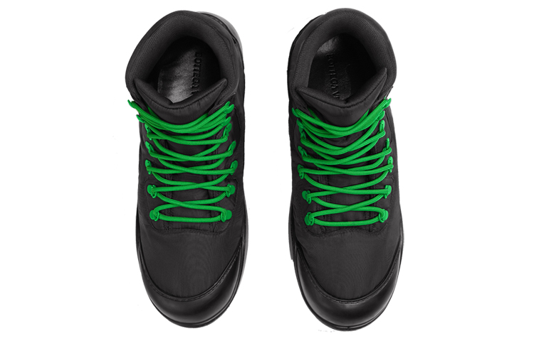 Shop Bottega Veneta 葆蝶家 BV Puddle Bomber 科技面料系帶工裝橡膠短靴 女款 黑色