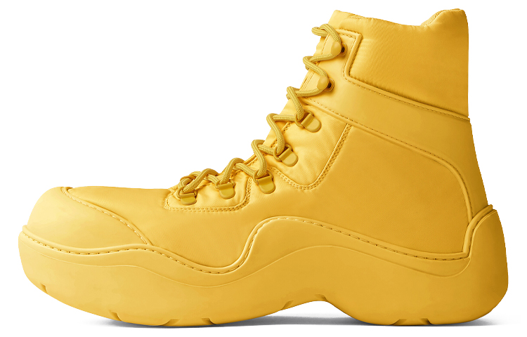 (W) Bottega Veneta Puddle Bomber 'Yellow Tech Fabric Lace-Up Ankle'