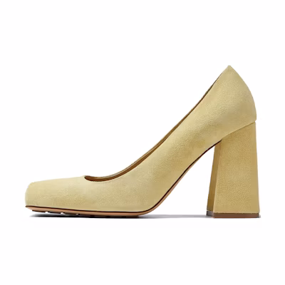 (W) Bottega Veneta Pump Tower Suede Leather Light Yellow