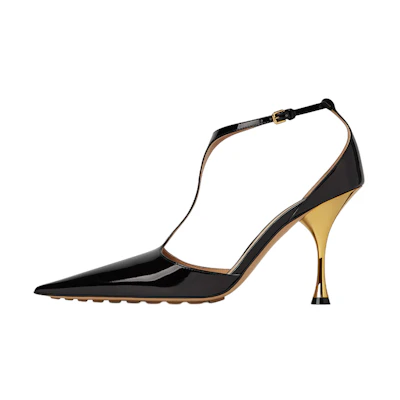 (W) Bottega Veneta Rocket 'Black Pointed Buckle Stiletto'