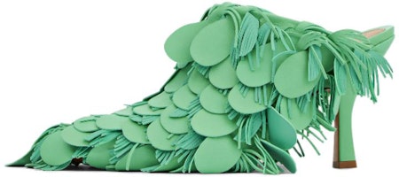 (Women) Bottega Veneta Round-Toe High Heel Mules 'Green Leather' 763781VBSD03978 (Women) Bottega Veneta Round-Toe High Heel Mules 'Green Leather' 763781VBSD03978