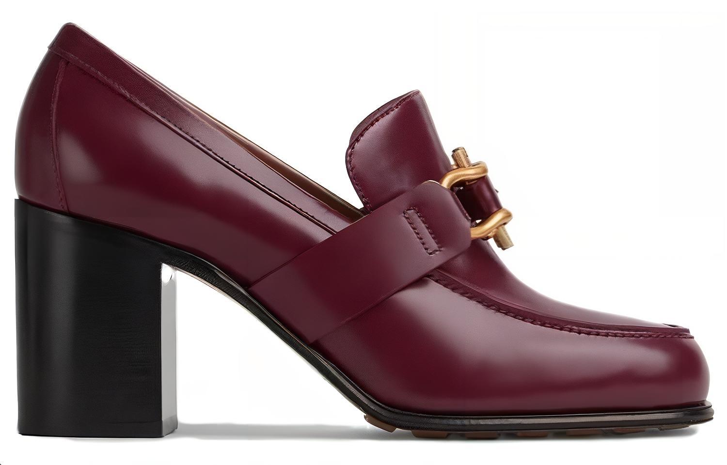 Order (W) 葆蝶家圆头粗跟鞋“红棕色” 754301V2JB02240