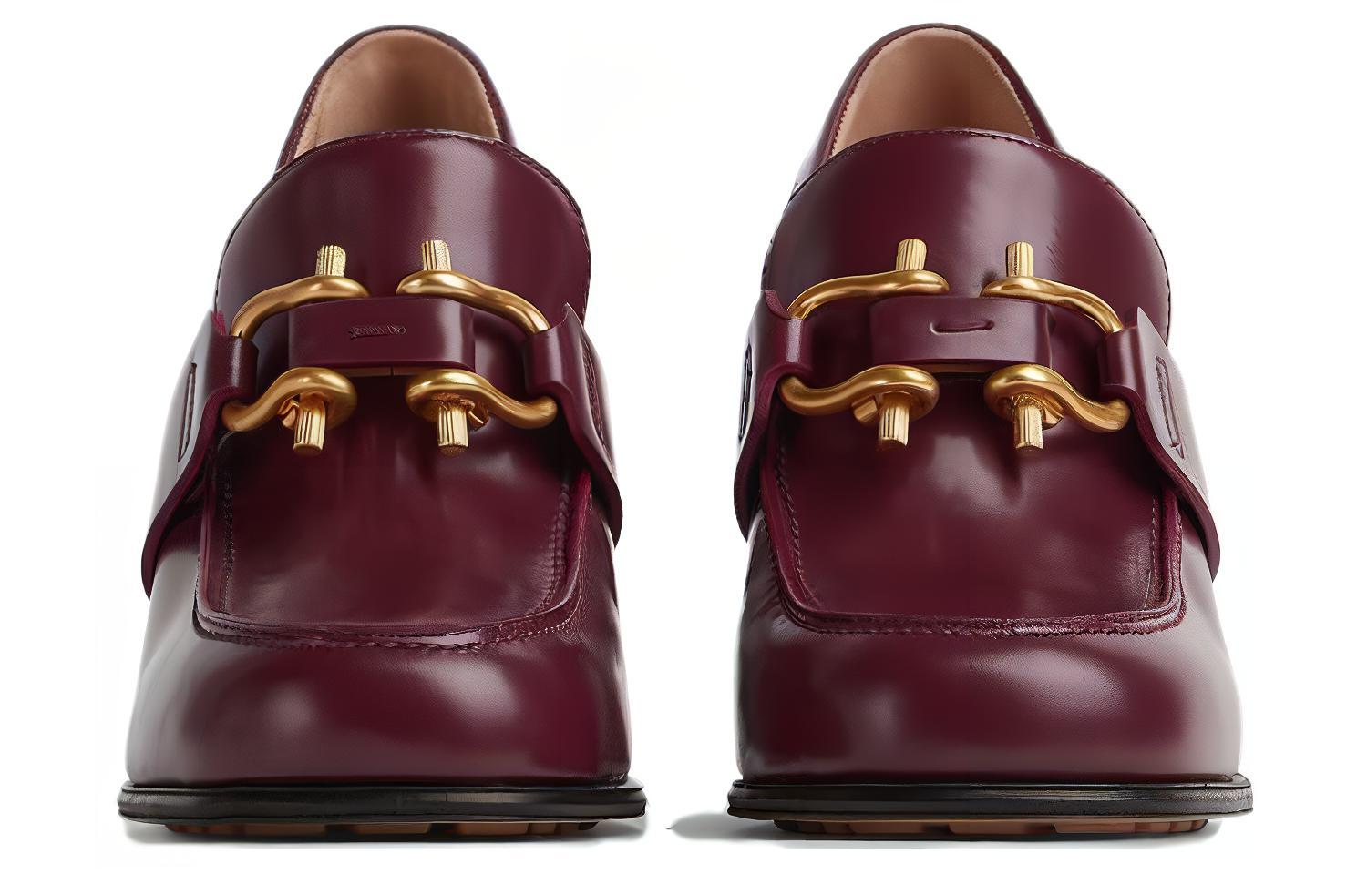 Lookbook (W) 葆蝶家圆头粗跟鞋“红棕色” 754301V2JB02240