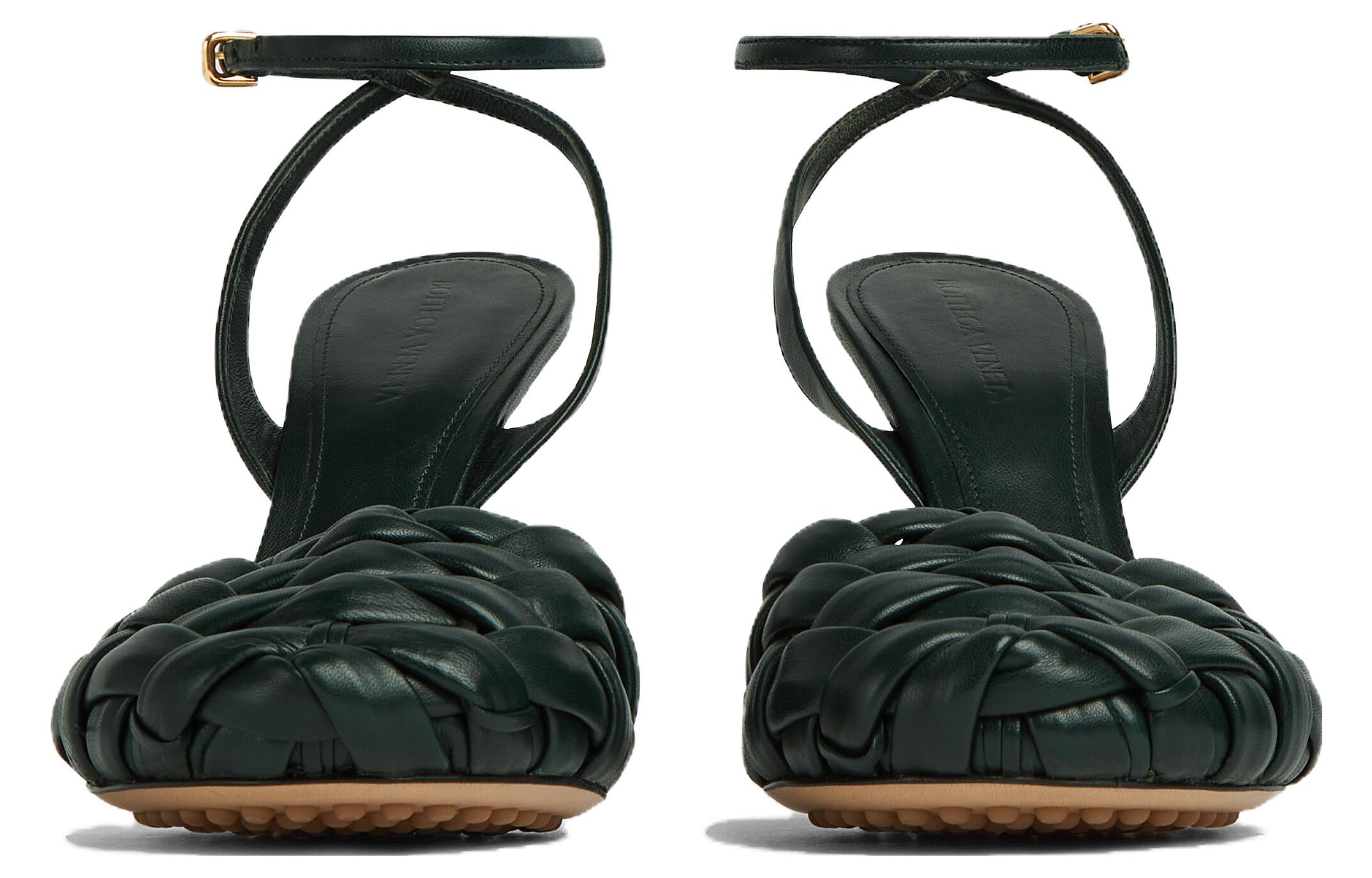 Order (W) Bottega Veneta Runde Zehen Schnalle High Heel 9cm ''Schwarzes Nappa'' 741004VBSD04615