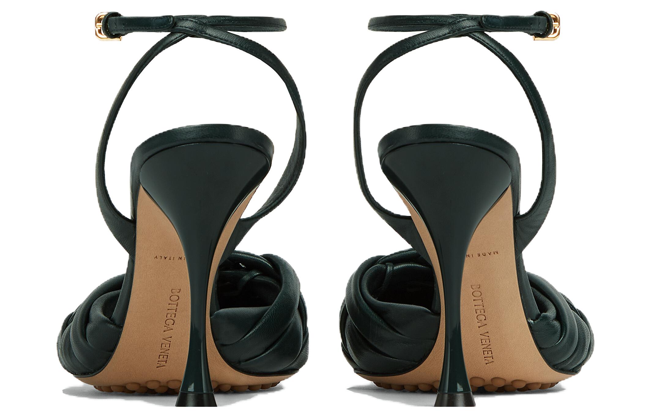 (W) Bottega Veneta Round Toe Buckle High Heel 9cm 'Black Nappa' 圖 4