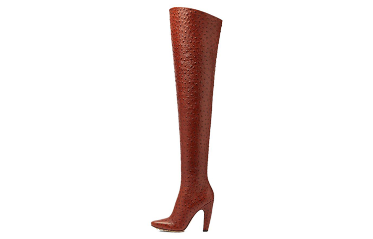 (W) Bottega Veneta Round Toe Calfskin Over-The-Knee Boots 'Burnt Orange'
