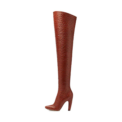 (W) Bottega Veneta Round Toe Calfskin Over-The-Knee Boots 'Burnt Orange'