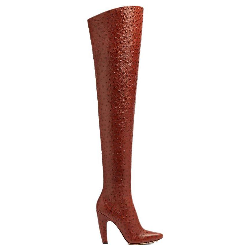 (W) Bottega Veneta Round Toe Calfskin Over-The-Knee Boots 'Burnt Orange' 圖 2