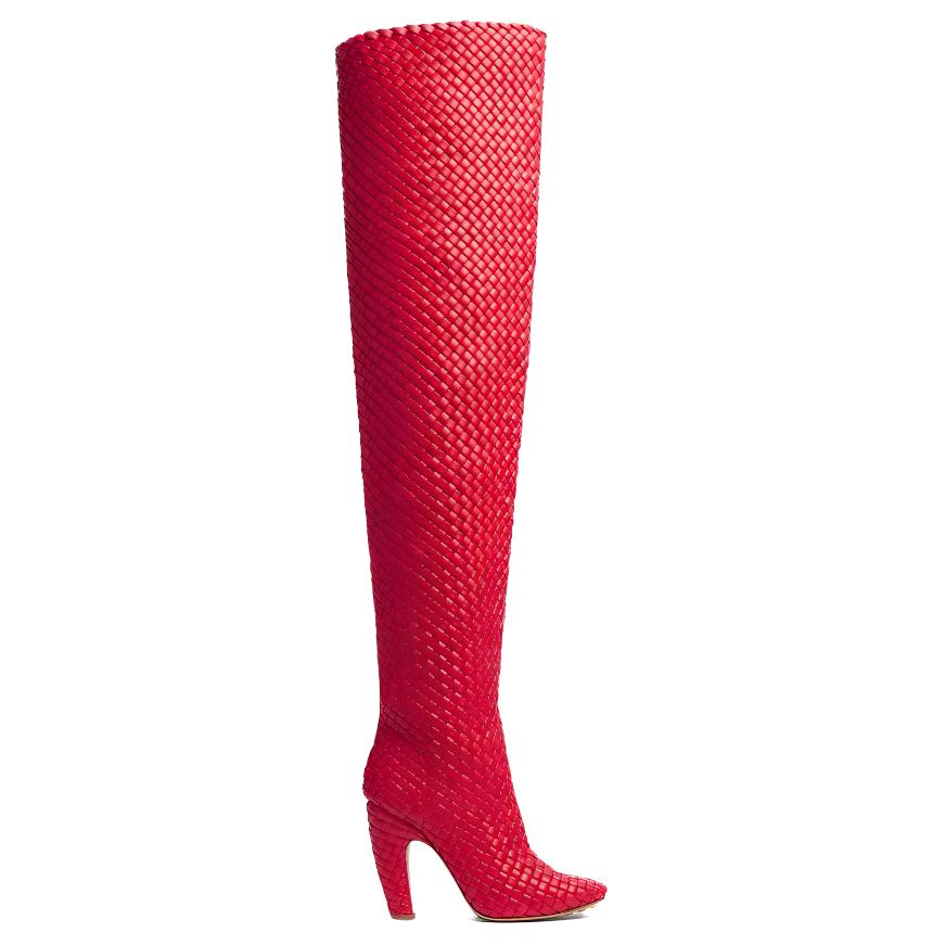 Order (W) Bottega Veneta Ronde Neus Hoge Hak Overknee Laarzen ''Rood'' 756275V2EH05811