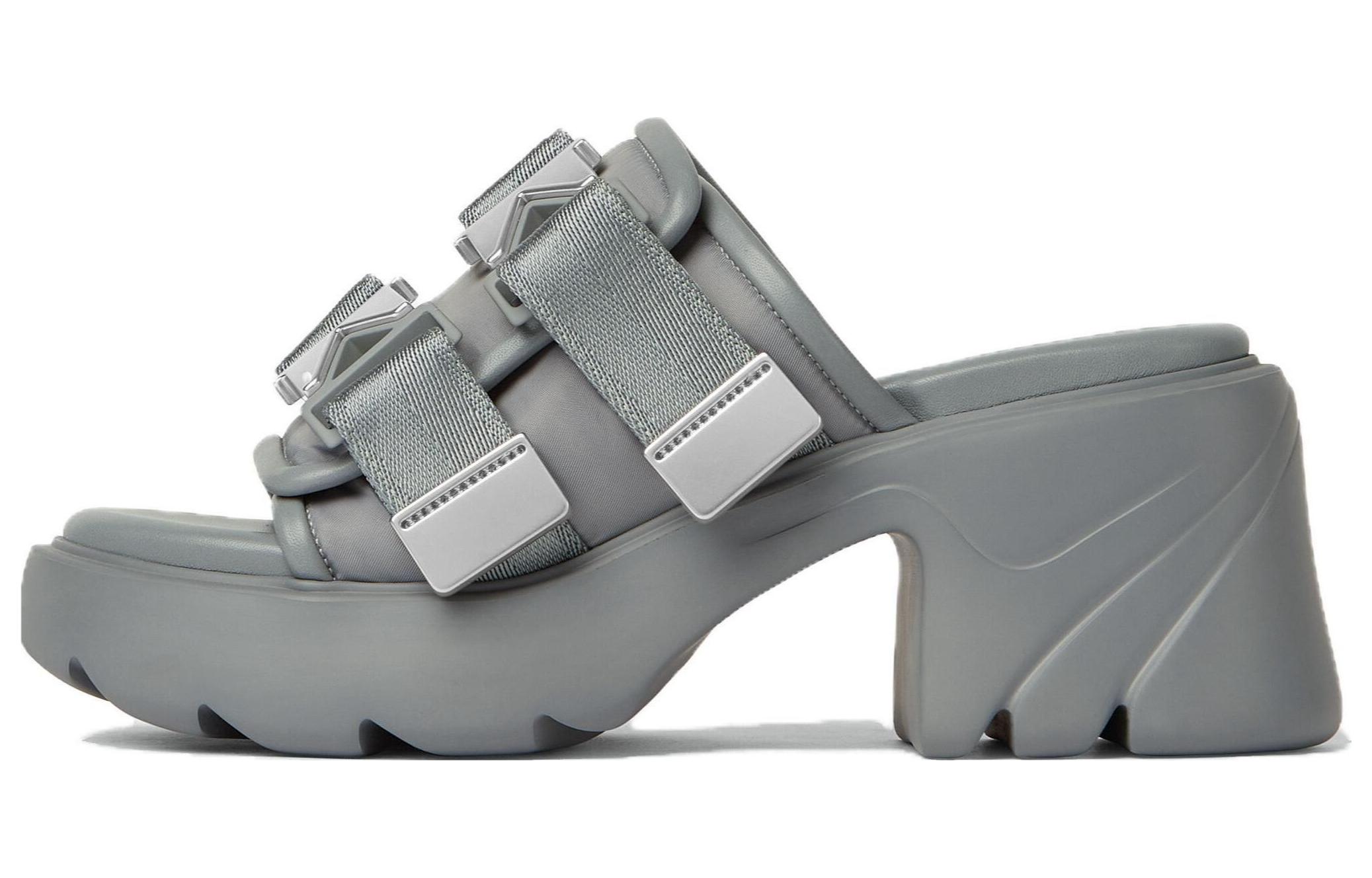 (Women) Bottega Veneta Round Toe High Heel Slide 'Grey' 690033V0DS21268