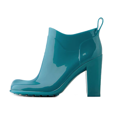 (W) Bottega Veneta Shine Rubber Ankle Boots Blue