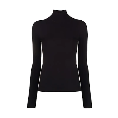 (Women) Bottega Veneta Solid Black Long-Sleeve Pullover Sweater 672720V09V01000