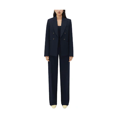 (Women) Bottega Veneta Solid Single-Breasted Navy Jacket for Women 743353VKIS04121