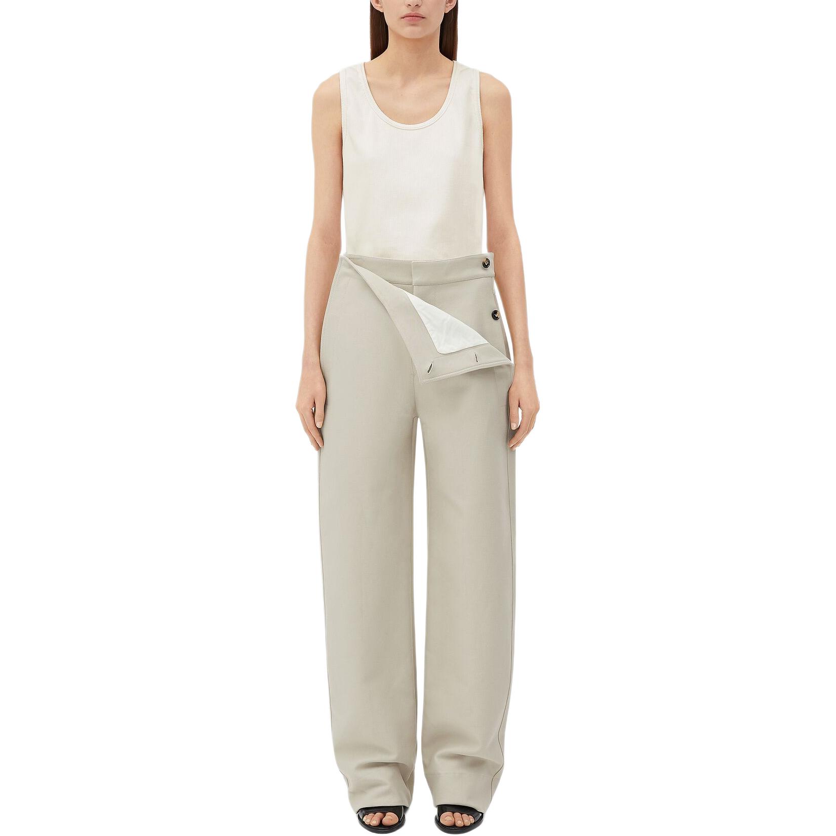 (Women) Bottega Veneta Solid Straight-Fit Casual Pants Off-White 792238V3YR09607