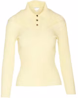 (Women) Bottega Veneta Solid Yellow Long-Sleeve Polo Shirt 777583V3N707077 (Women) Bottega Veneta Solid Yellow Long-Sleeve Polo Shirt 777583V3N707077
