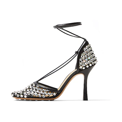 (W) Bottega Veneta Sparkle Stretch 'Black High Heel'