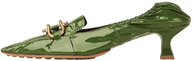 (Women) Bottega Veneta Square-Toe Heeled Mules 'Green Patent Leather with Metal Buckle' 708897V28Q03653 (Women) Bottega Veneta Square-Toe Heeled Mules 'Green Patent Leather with Metal Buckle' 708897V28Q03653