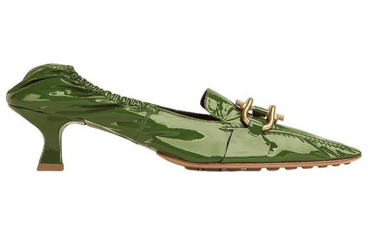 Order (W) ボッテガ・ヴェネタ 緑のパテントレザー&メタルバックル付ヒールミュール 708897V28Q03653