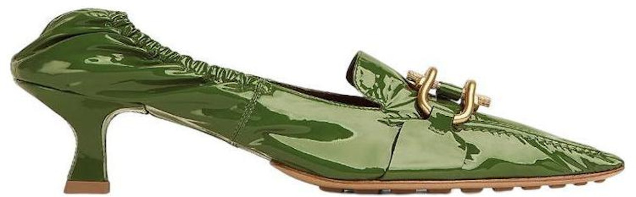 (W) ボッテガ・ヴェネタ 緑のパテントレザー&メタルバックル付ヒールミュール 708897V28Q03653 Order (W) ボッテガ・ヴェネタ 緑のパテントレザー&メタルバックル付ヒールミュール 708897V28Q03653