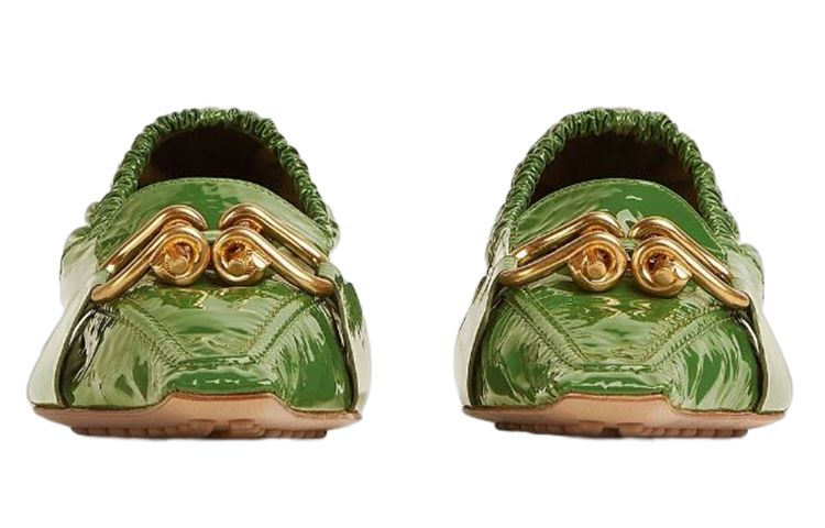 Shop (W) ボッテガ・ヴェネタ 緑のパテントレザー&メタルバックル付ヒールミュール 708897V28Q03653