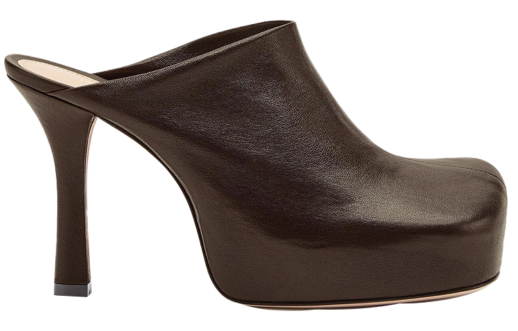 (W) Bottega Veneta Square-Toe Leather High-Heel 'Brown' 圖 2