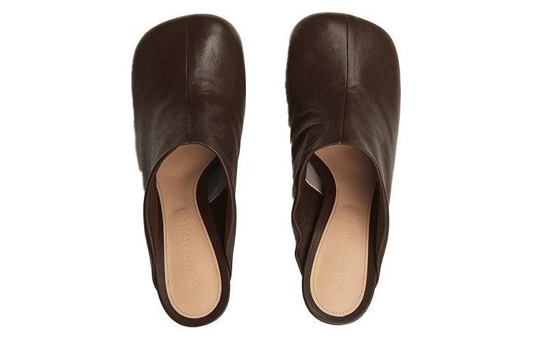 (W) Bottega Veneta Square-Toe Leather High-Heel 'Brown' 圖 4