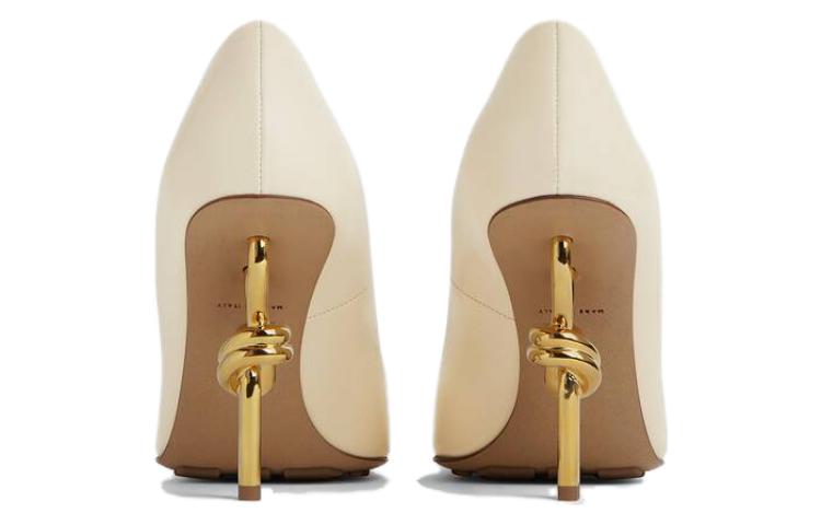 Shop 葆蝶家皮革方頭套腳細跟高跟鞋 9公分 女款 白色