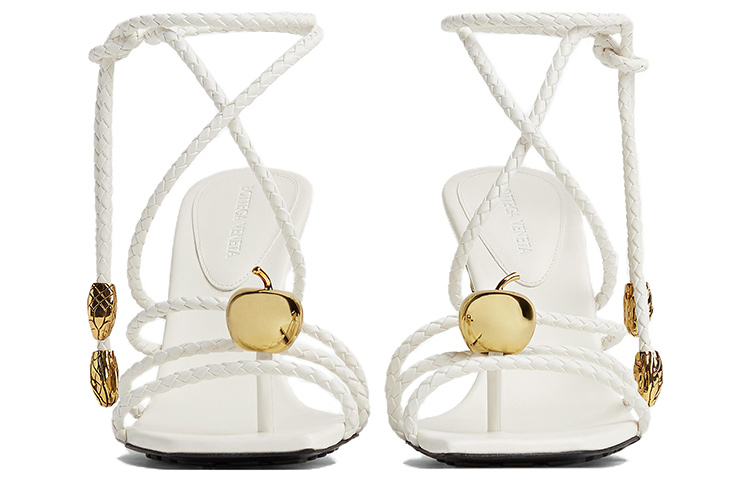 Order (Women) Bottega Veneta Square Toe High-Heeled Open-Toe Slide Sandals 'White' 763795VBSDE9013