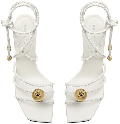 (Women) Bottega Veneta Square Toe High-Heeled Open-Toe Slide Sandals 'White' 763795VBSDE9013 Shop (Women) Bottega Veneta Square Toe High-Heeled Open-Toe Slide Sandals 'White' 763795VBSDE9013