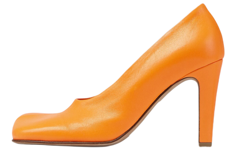 (Women) Bottega Veneta Square Toe Stiletto Mules 'Orange Leather' 690050VBSO07593