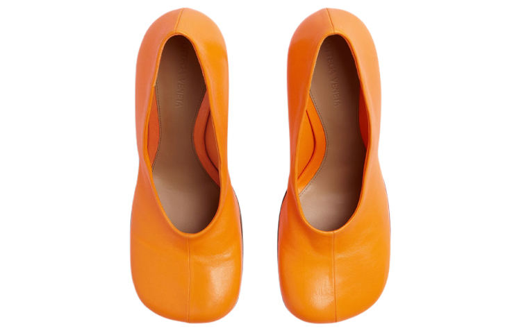 Lookbook (Women) Bottega Veneta Square Toe Stiletto Mules 'Orange Leather' 690050VBSO07593