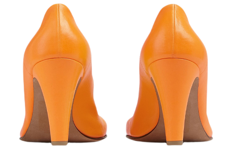 Shop (Women) Bottega Veneta Square Toe Stiletto Mules 'Orange Leather' 690050VBSO07593