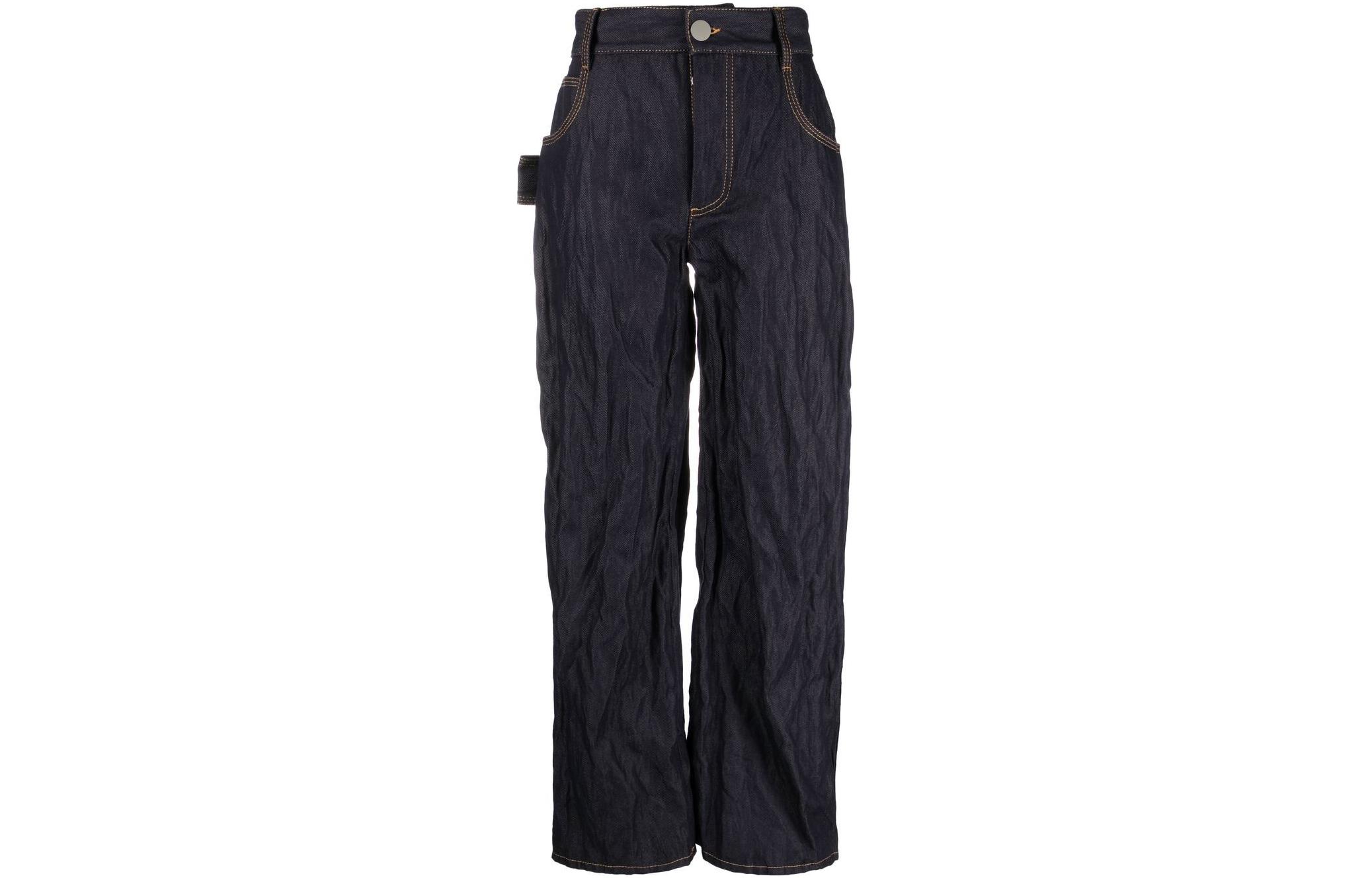 (Women) Bottega Veneta SS22  Blue High-Waisted Wide-Leg Loose Jeans. 696629V1VA03399