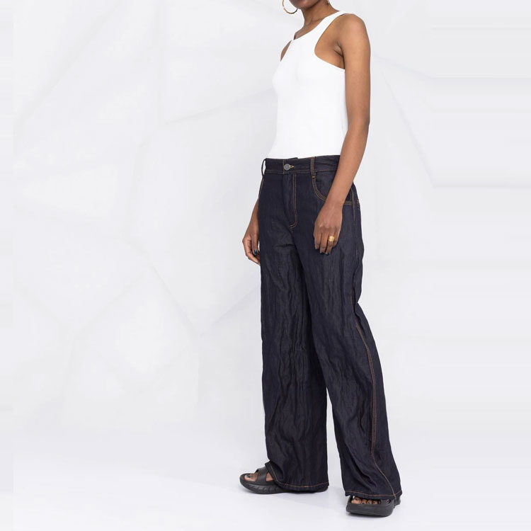 Purchase (W) ボッテガヴェネタ SS22 ブルー ハイウエスト ワイドレッグ ルーズ ジーンズ. 696629V1VA03399