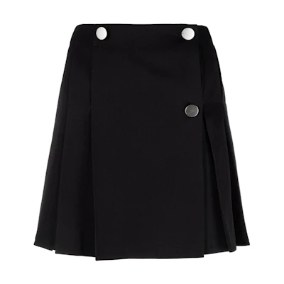 (Women) Bottega Veneta SS22 Black Pleated Button-Front Skirt 688744V0B201000